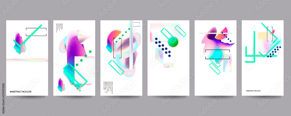 Fototapeta premium Music fest set. Electronic sound. Night dance lifestyle holiday. Fluid holographic summer poster and music fest flyer techno show brochure layout