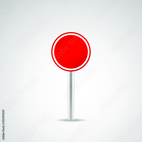 Blank red road sign or Empty traffic signs isolated on white background