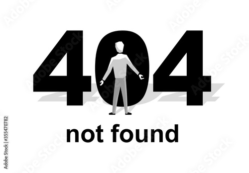 404 error - page not found - confused human standing in front of big digits - creative website decoration