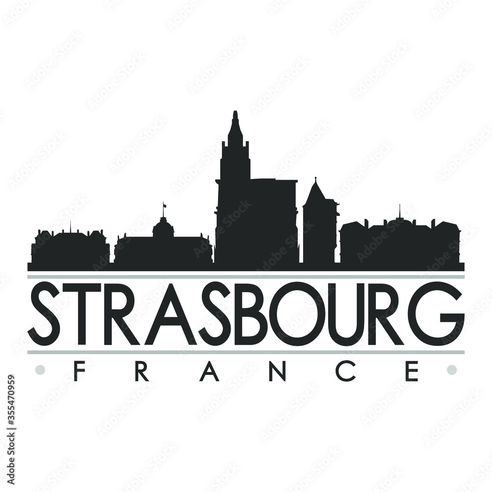 Strasbourg Skyline Silhouette Design City Vector Art