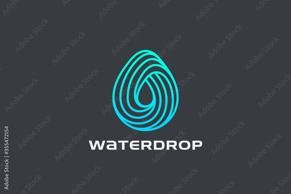 Water drop Logo design vector template Linear style. Blue Droplet lines aqua Logotype icon Water drop Logo design vector template Linear style. Blue Droplet lines aqua Logotype icon