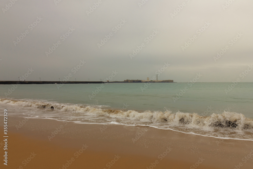Cadiz sea beach landscape, Spain
