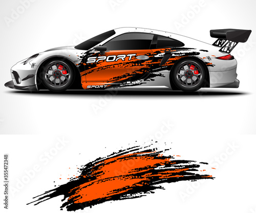 Racing sport car wrap design and vehicle livery