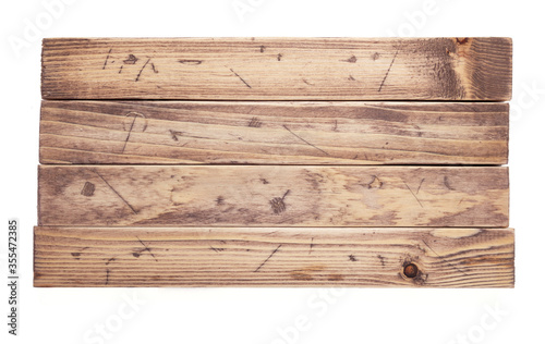 aged wooden board isolated on white background