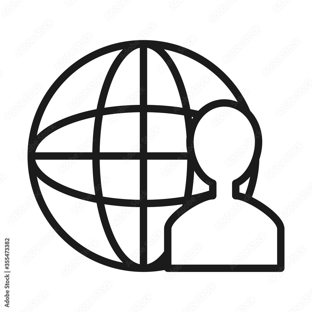 global sphre and avatar icon, line style global sphre and avatar icon, line style