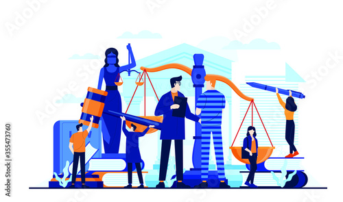 law and justice study and reporting news vector illustration concept template background can be use for presentation web banner UI UX landing page