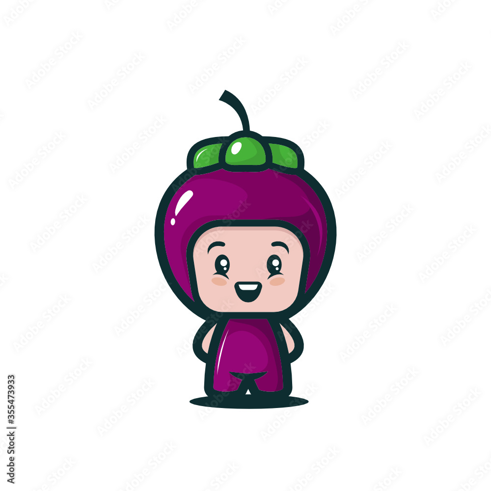 Simple and cute children wearing fruit costume mascot character logo design template vector Simple and cute children wearing fruit costume mascot character logo design template vector
