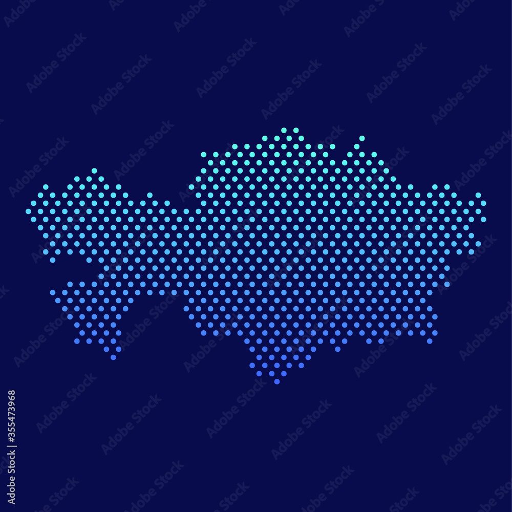 Kazakhstan Dotted Map Vector Round Design Gradient Art