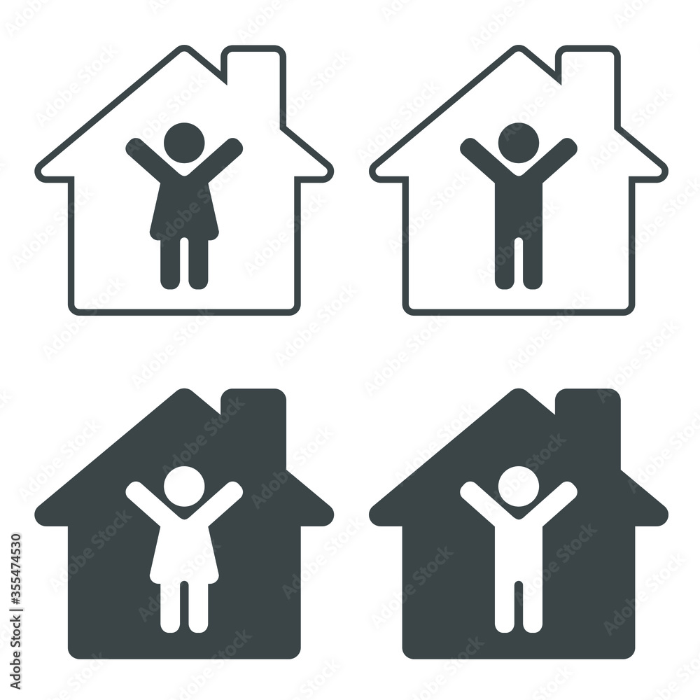 stay home icon collection, women stay at home vector. stay home icon collection, women stay at home vector.