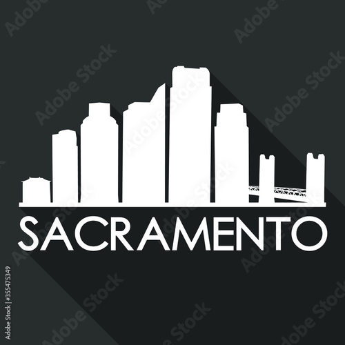 Sacramento California Flat Icon Skyline Silhouette Design City Vector Art Famous Buildings