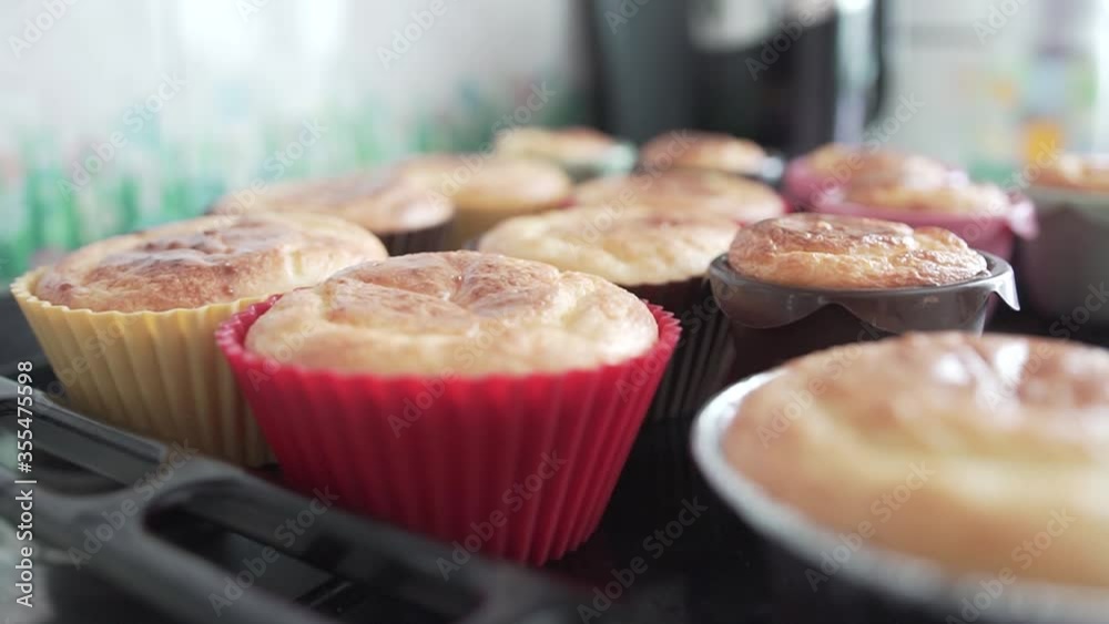 baking tray with beautiful cupcakes in the kitchen baking tray with beautiful cupcakes in the kitchen
