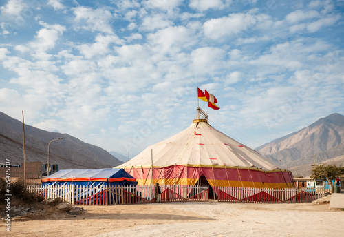 A picturesque circus tent is located near the center of Sayan
