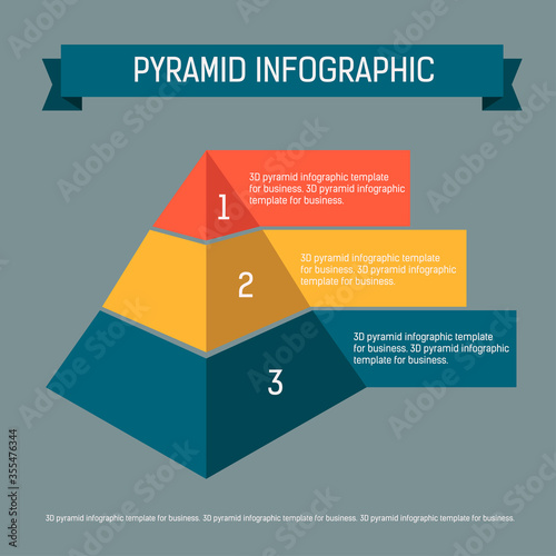 3D pyramid infographic template for business, education, web design, banners, brochures, flyers, diagram, workflow, timeline. Vector illustration