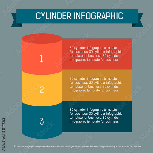 3D cylinder infographic template
for business. Can be used for presentations banner, workflow layout, process diagram, flow chart, info graph