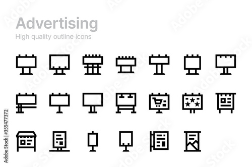 Advertising vector icons. Billboard collection. Outdoor advertising.