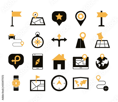 bundle of area and locations set icons