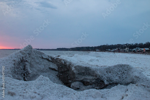 Port stanley beach in winter at sunset. Ontario Canada photograph