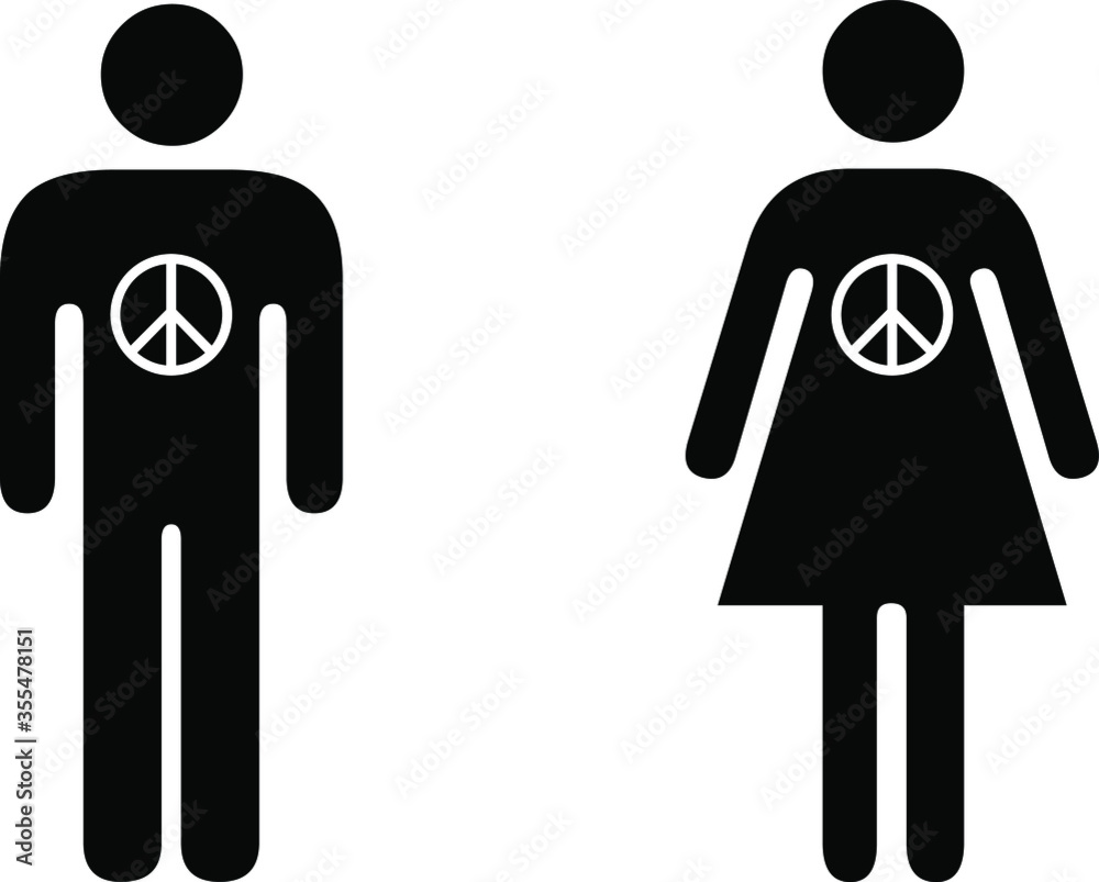 People icons - sincerely-held belief concept - man and woman with the peace symbol. People icons - sincerely-held belief concept - man and woman with the peace symbol.