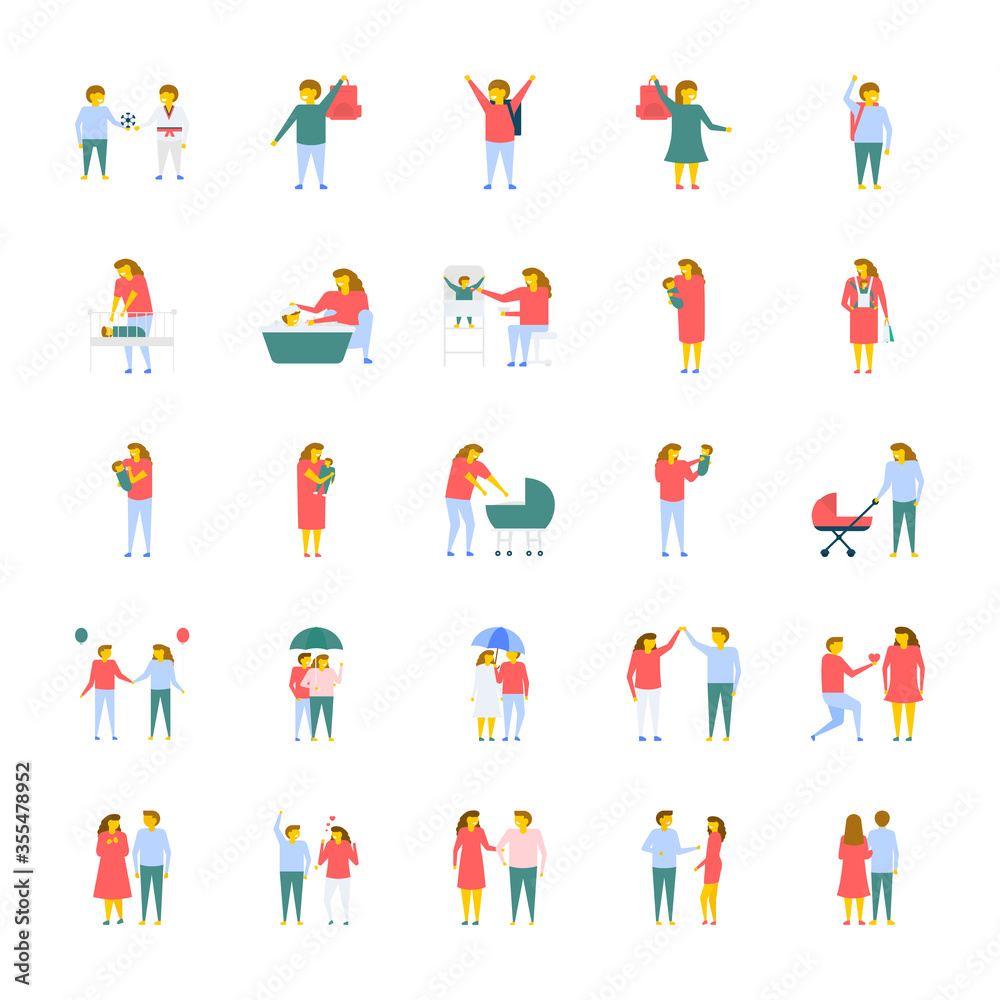 
A Pack Of People Flat Vector Icons 
