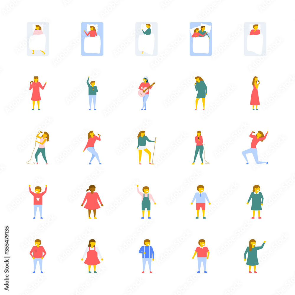
People Vector Icons Set In Flat Design 
