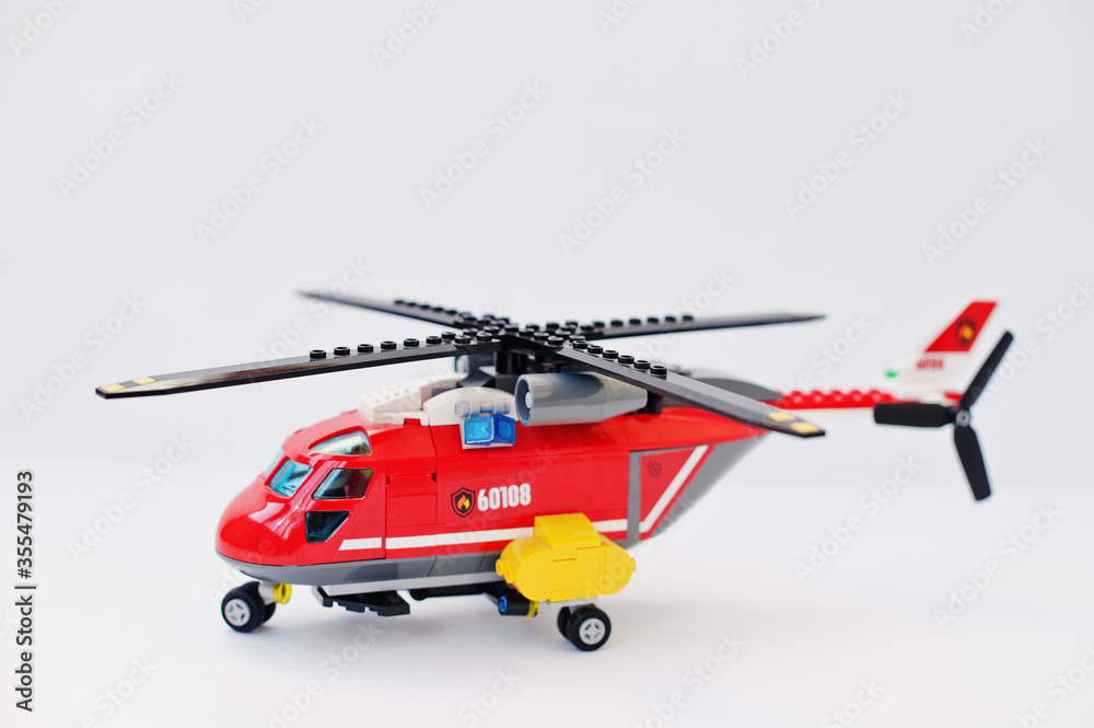 Hai, Ukraine - March 1, 2017: Red helicopter toy from Lego blocks. Lego is  a popular line of construction toys manufactured by the Lego Group. Stock  Photo | Adobe Stock