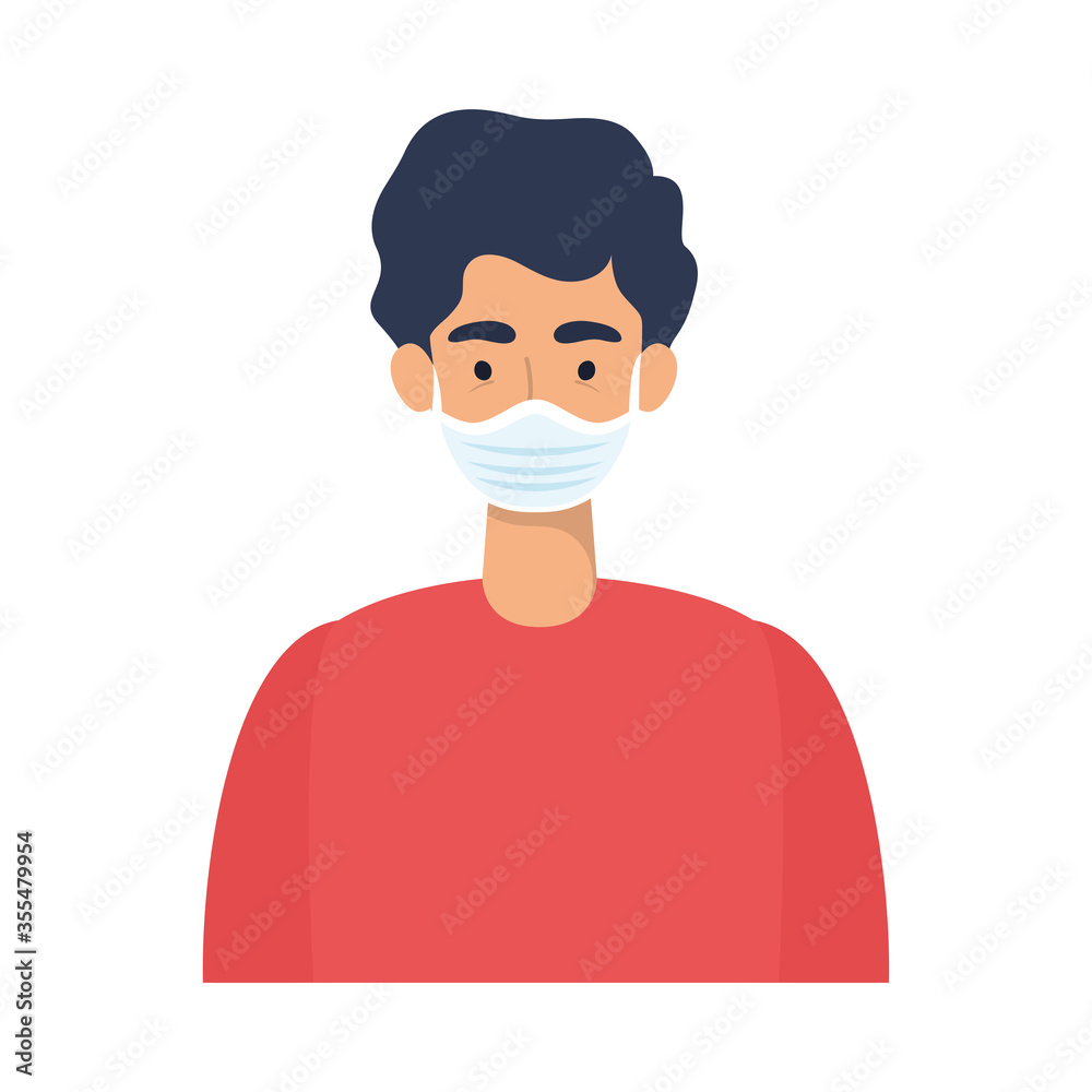 Man avatar with medical mask vector design Man avatar with medical mask vector design