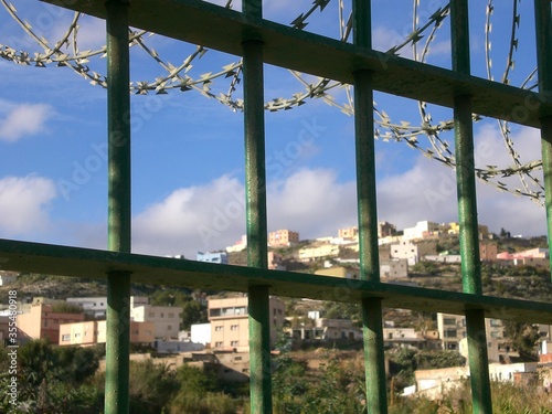 Border fence Melilla, Northern Africa, Spain, Morocco
