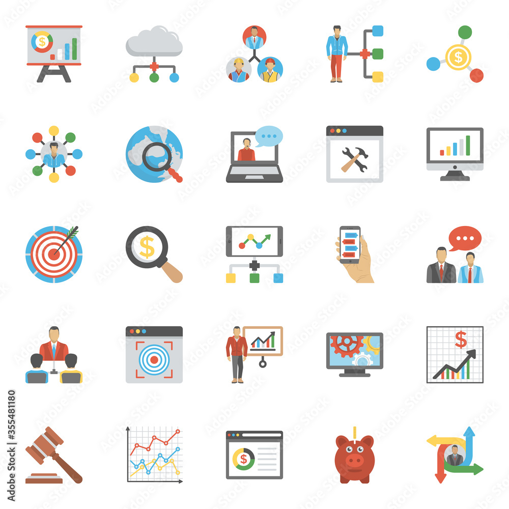 
Set Of Project Management and Analysis Flat Icons
