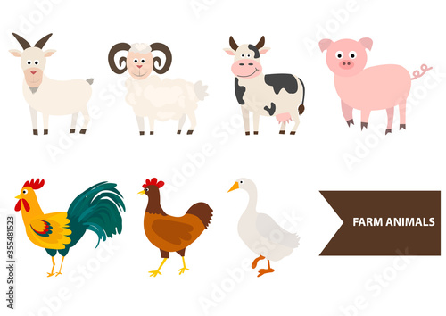 Farm animal collection set vector illustration