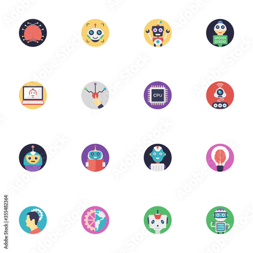 
A Pack Of Artificial Intelligence Flat Vector Icons 
