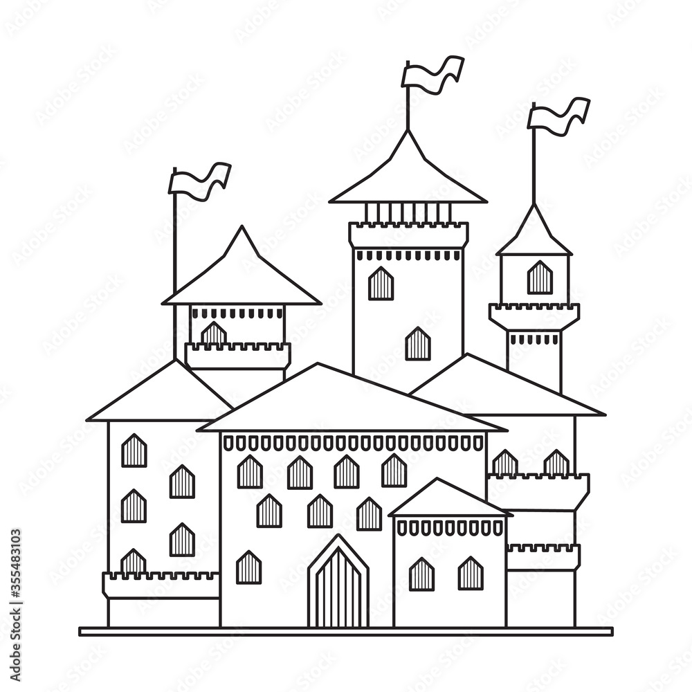 Medieval castle vector icon.Line vector icon isolated on white background medieval castle.