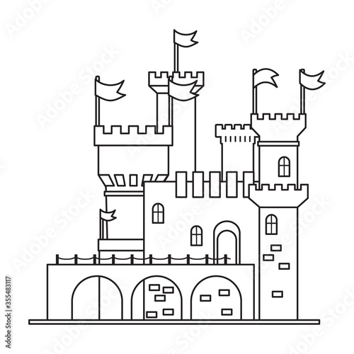 Medieval castle vector icon.Line vector icon isolated on white background medieval castle.
