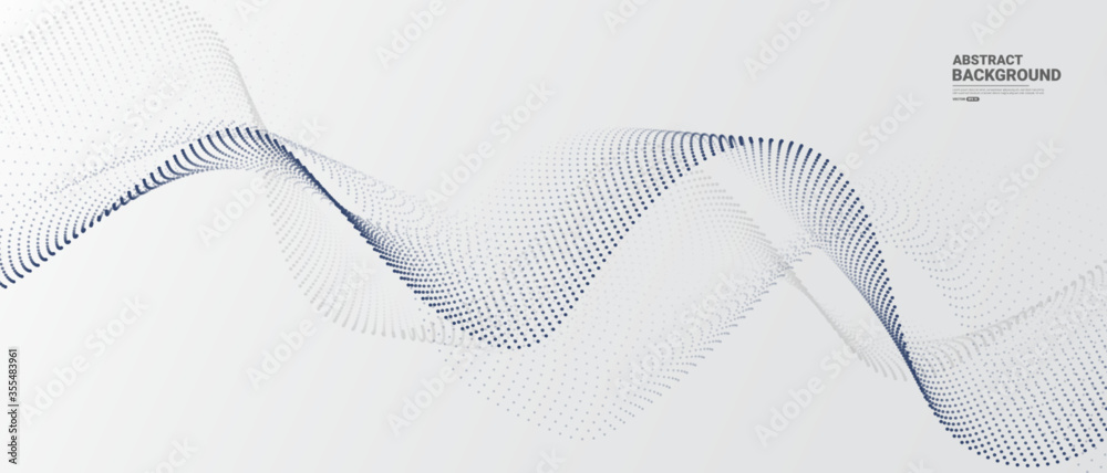 Grey white abstract background with flowing particles. Digital future technology concept. vector illustration.	
