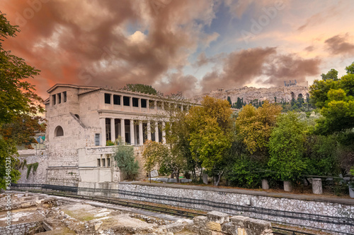 Ancient Agora of Athens in Greece against a cloudy sky © NMaverick