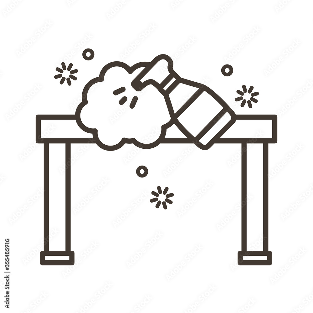 disinfected surface of table with spray bottle line style disinfected surface of table with spray bottle line style