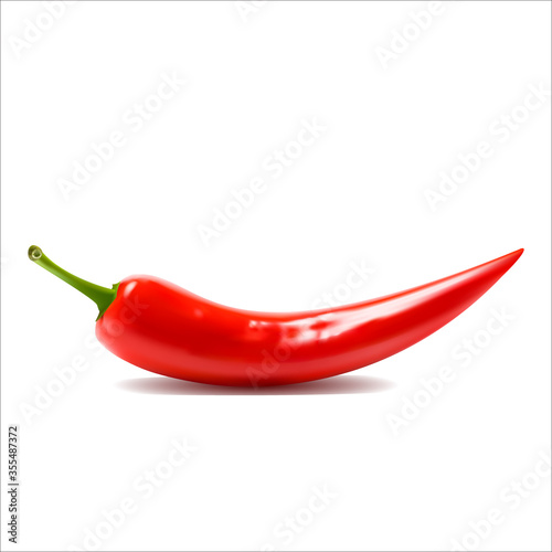 Fresh red hot chili pepper isolated on white background.