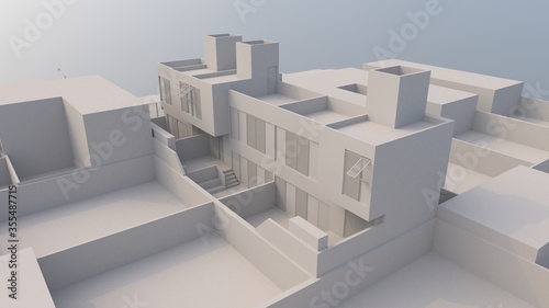 3d render of a modern building
