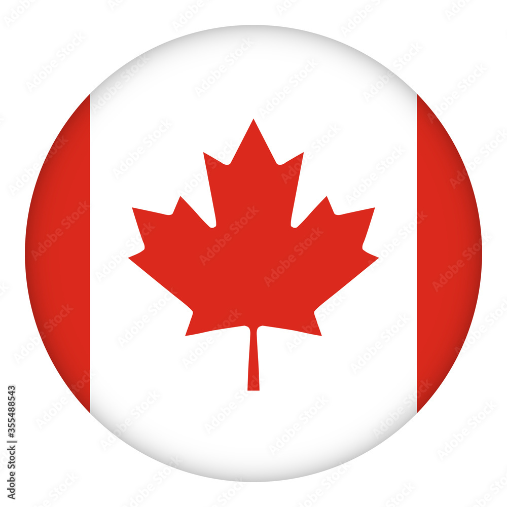 Flag of Canada round icon, badge or button. Canadian national symbol. Template design, vector illustration. Flag of Canada round icon, badge or button. Canadian national symbol. Template design, vector illustration.