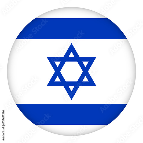 Flag of Israel round icon, badge or button. Israeli national symbol. Template design, vector illustration.