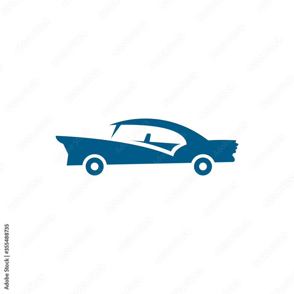 Car Blue Icon On White Background. Blue Flat Style Vector Illustration