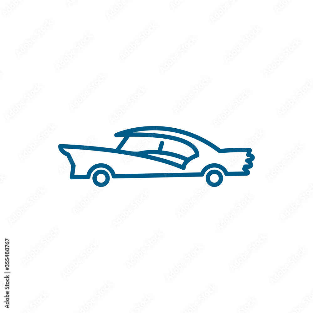 Car Line Blue Icon On White Background. Blue Flat Style Vector Illustration