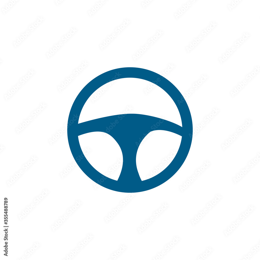 Car Steering Wheel Blue Icon On White Background. Blue Flat Style Vector Illustration Car Steering Wheel Blue Icon On White Background. Blue Flat Style Vector Illustration