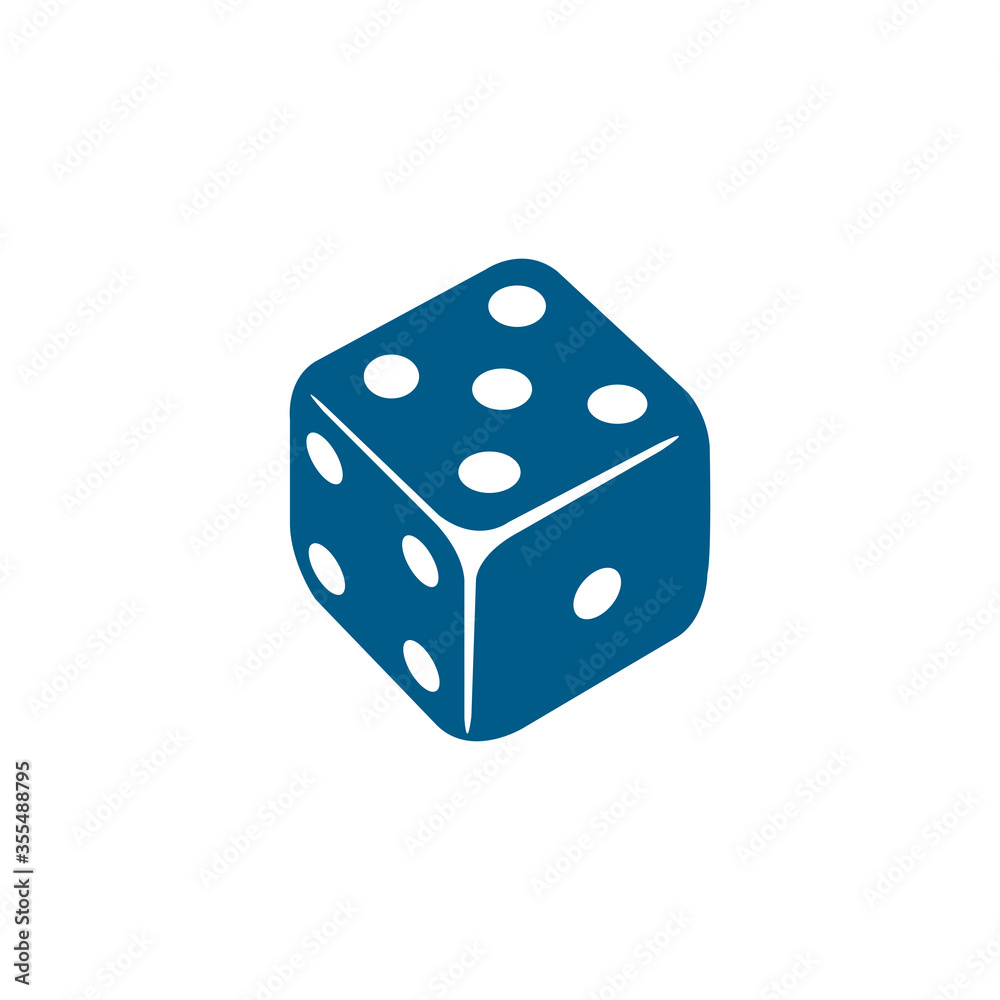 Casino Dice Blue Icon On White Background. Blue Flat Style Vector Illustration Casino Dice Blue Icon On White Background. Blue Flat Style Vector Illustration
