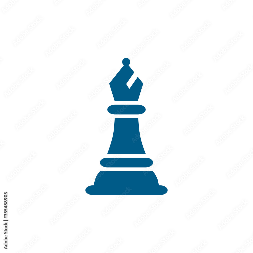 Chess Bishop Blue Icon On White Background. Blue Flat Style Vector Illustration Chess Bishop Blue Icon On White Background. Blue Flat Style Vector Illustration
