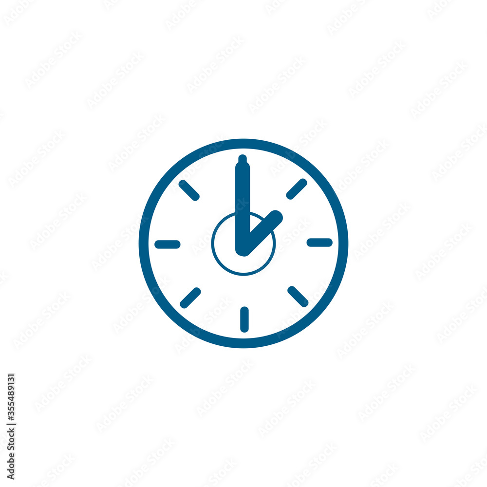 Clock Blue Icon On White Background. Blue Flat Style Vector Illustration Clock Blue Icon On White Background. Blue Flat Style Vector Illustration