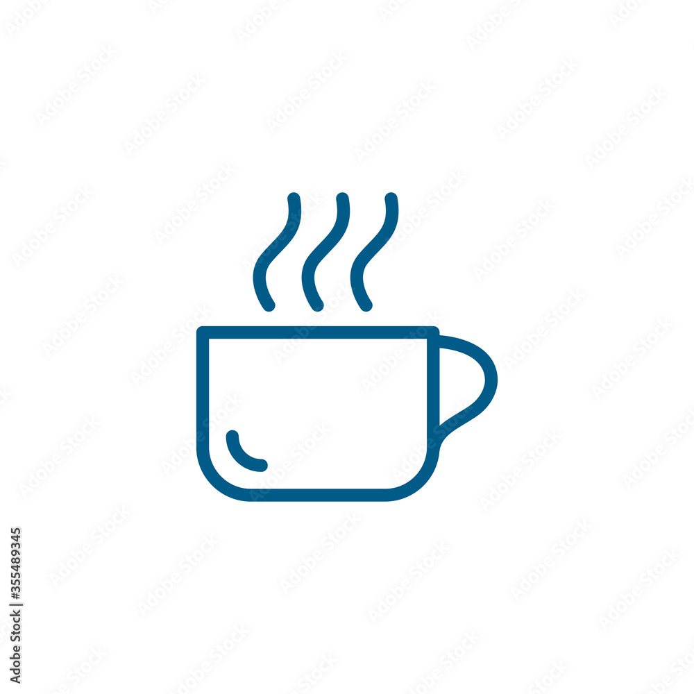Coffee Cup Line Blue Icon On White Background. Blue Flat Style Vector Illustration Coffee Cup Line Blue Icon On White Background. Blue Flat Style Vector Illustration