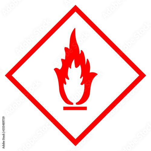 Warning flammable vector sign isolated on white background