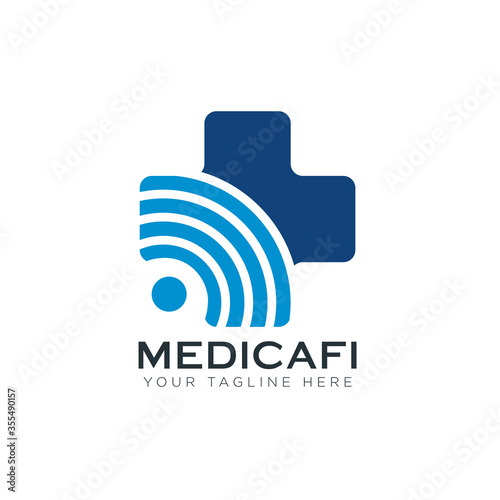 medicafi logo, creative wifi and cross health vector