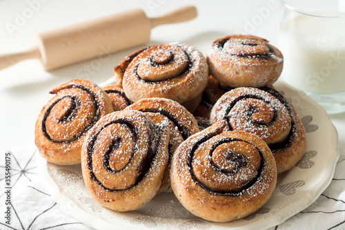Homemade cocoa rolls made with whole wheat flour