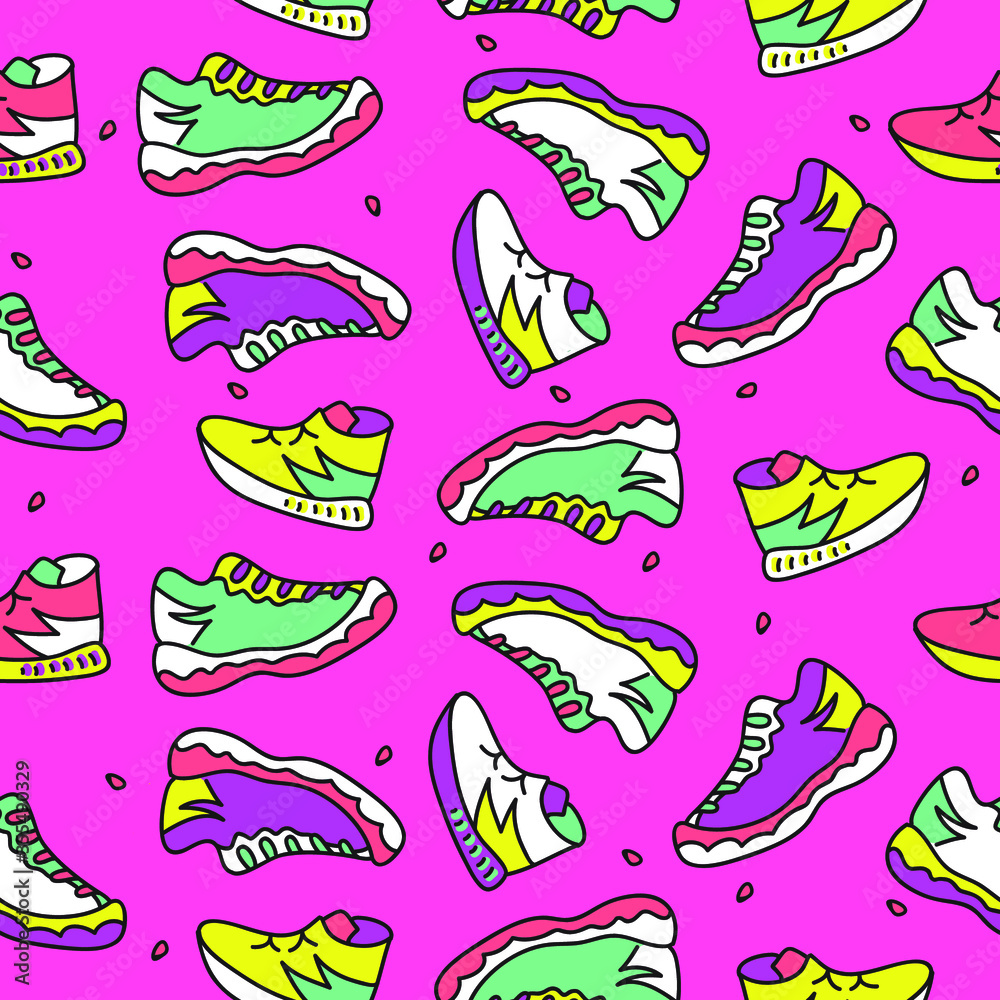Seamless vector pattern with sneakers. Vector illustration. Seamless vector pattern with sneakers. Vector illustration.